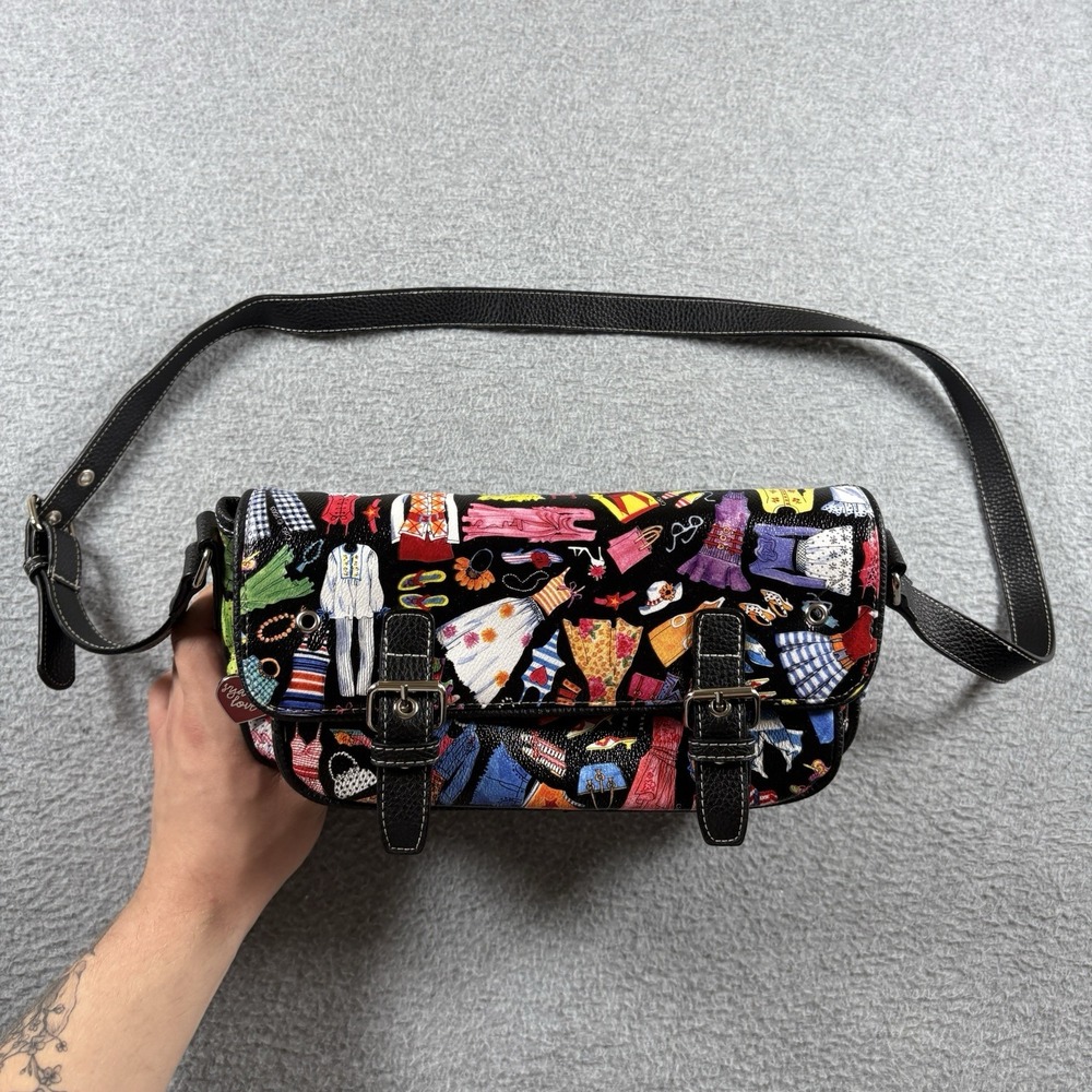 Vtg 2003 Sydney Love Fashion Print Crossbody Shoulder Bag Purse Y2K Novelty